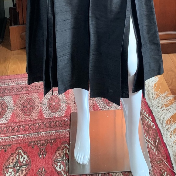 Shiny Black silk Pleated Long Dress With Slits & jacket 2 pc suit EUR 44 US 12 - Picture 7 of 16